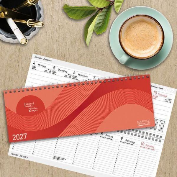 Produktbild: Tischkalender quer Professional Colourlux 2027 rot