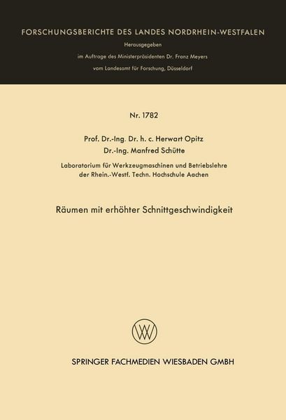 Produktbild: R&auml;umen mit erh&ouml;hter Schnittgeschwindigkeit
