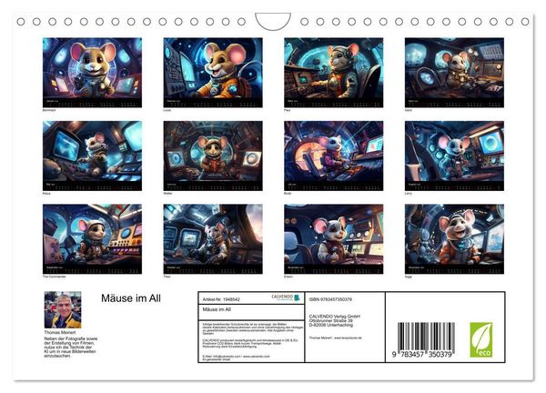 Produktbild: M&auml;use im All (Wandkalender 2026 DIN A4 quer), CALVENDO Monatskalender