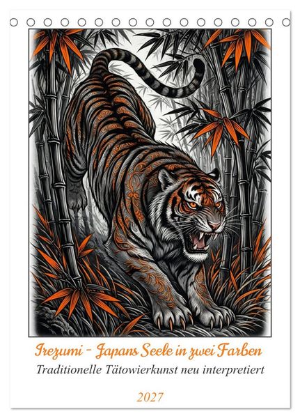 Produktbild: Irezumi - Japans Seele in zwei Farben (Tischkalender 2027 DIN A5 hoch), CALVENDO Monatskalender