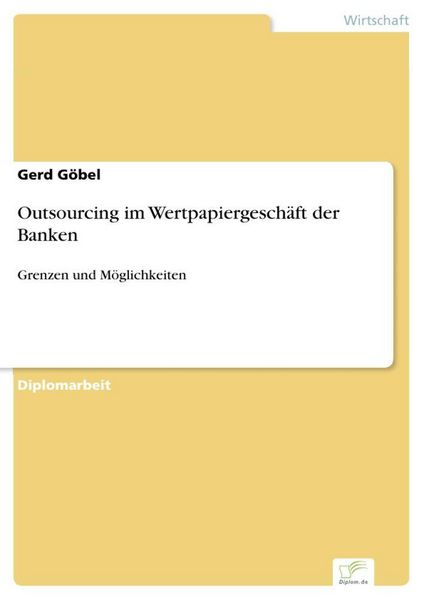 Produktbild: Outsourcing im Wertpapiergesch&auml;ft der Banken