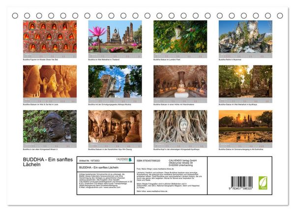 Produktbild: BUDDHA - Ein sanftes L&auml;cheln (Tischkalender 2026 DIN A5 quer), CALVENDO Monatskalender