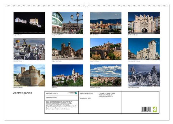 Produktbild: Zentralspanien (Wandkalender 2026 DIN A2 quer), CALVENDO Monatskalender