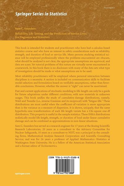 Produktbild: Reliability, Life Testing and the Prediction of Service Lives