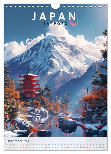 Produktbild: Japan - Old School Poster Style (Wandkalender 2026 DIN A4 hoch), CALVENDO Monatskalender