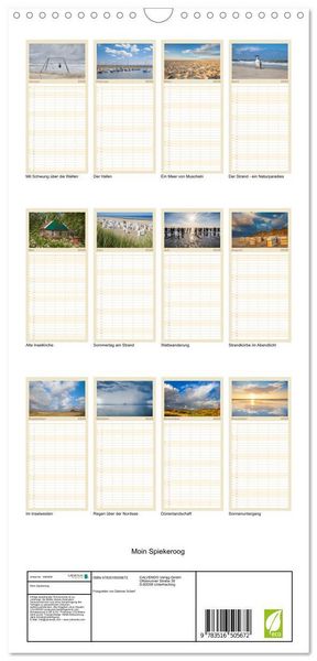 Produktbild: Familienplaner 2026 - Moin Spiekeroog mit 5 Spalten (Wandkalender, 21 x 45 cm) CALVENDO