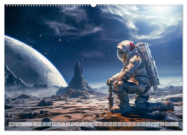 Produktbild: Astronaut - Unterwegs in der Galaxie (hochwertiger Premium Wandkalender 2026 DIN A2 quer), Kunstdruck in Hochglanz
