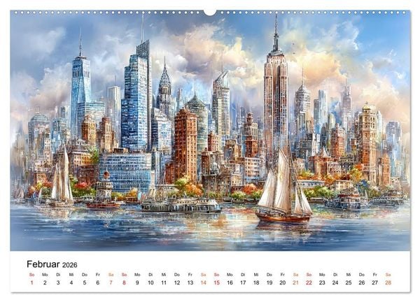 Produktbild: Stadtpoesie in sanften Farben (hochwertiger Premium Wandkalender 2026 DIN A2 quer), Kunstdruck in Hochglanz