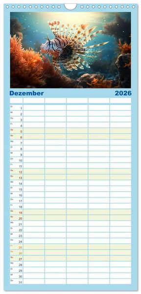Produktbild: Familienplaner 2026 - Fantasie bei die Fische! mit 5 Spalten (Wandkalender, 21 x 45 cm) CALVENDO