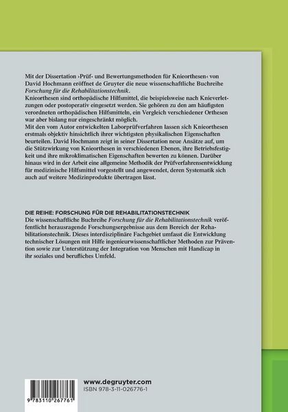 Produktbild: Pr&uuml;f- und Bewertungsmethoden f&uuml;r Knieorthesen