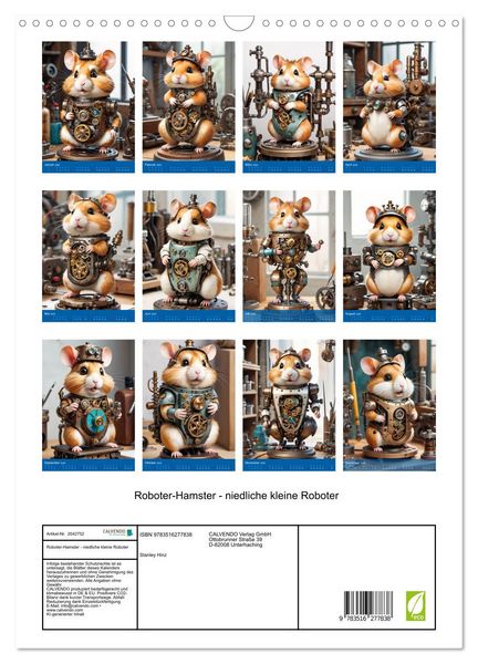 Produktbild: Roboter-Hamster - niedliche kleine Roboter (Wandkalender 2026 DIN A3 hoch), CALVENDO Monatskalender