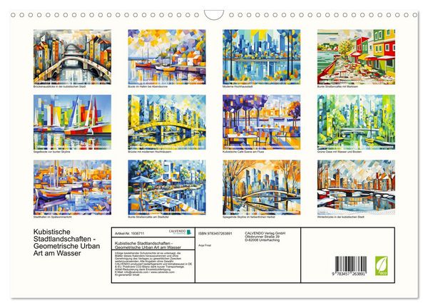 Produktbild: Kubistische Stadtlandschaften - Geometrische Urban Art am Wasser (Wandkalender 2026 DIN A3 quer), CALVENDO Monatskalender