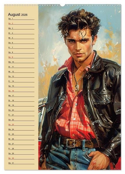 Produktbild: Verwegene Jungs. Pin-up-M&auml;nner im Stil der 50er Jahre (hochwertiger Premium Wandkalender 2026 DIN A2 hoch), Kunstdruck in Hochglanz