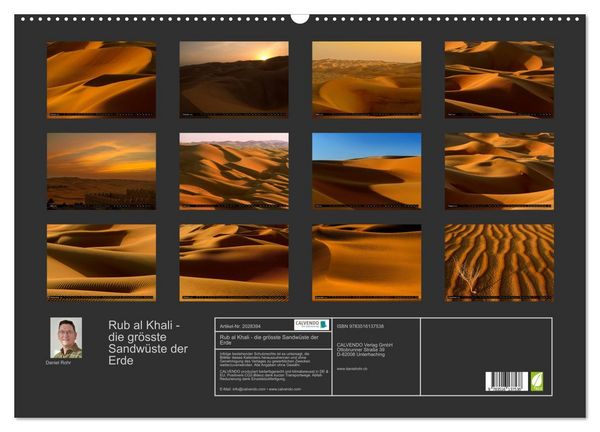 Produktbild: Rub al Khali - die gr&ouml;sste Sandw&uuml;ste der Erde (Wandkalender 2026 DIN A2 quer), CALVENDO Monatskalender