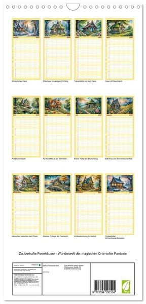 Produktbild: Familienplaner 2027 - Zauberhafte Feenh&auml;user - Wunderwelt der magischen Orte voller Fantasie mit 5 Spalten (Wandkalender, 21 x 45 cm) CALVENDO
