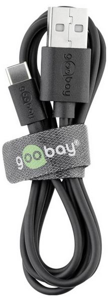 Produktbild: Goobay USB-Kabel USB 2.0 USB-C&reg; Stecker, USB-A Stecker 1.00 m Schwarz animierter Ladevorgang 45735