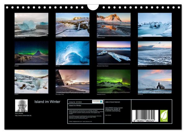 Produktbild: Island im Winter (Wandkalender 2026 DIN A4 quer), CALVENDO Monatskalender