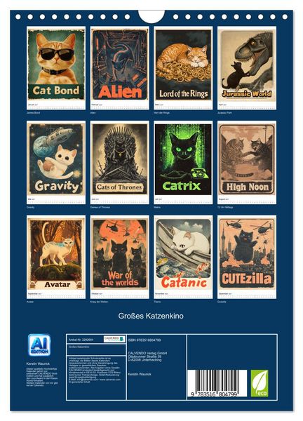 Produktbild: Gro&szlig;es Katzenkino (Wandkalender 2027 DIN A4 hoch), CALVENDO Monatskalender