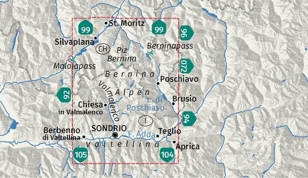 Produktbild: KOMPASS Wanderkarte 93 Bernina, Valmalenco, Sondrio 1:50.000