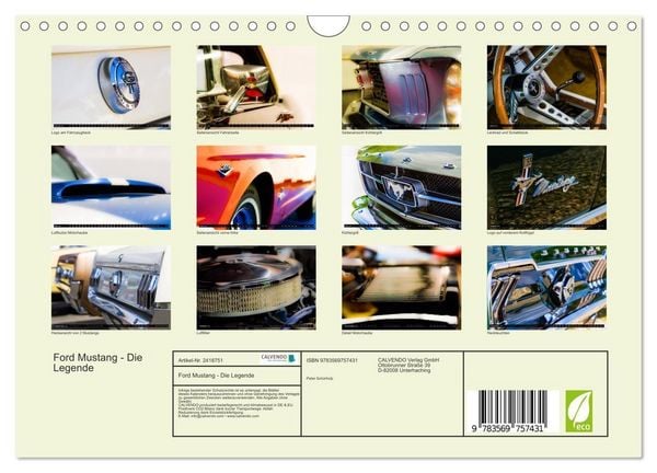Produktbild: Ford Mustang - Die Legende (Wandkalender 2027 DIN A4 quer), CALVENDO Monatskalender
