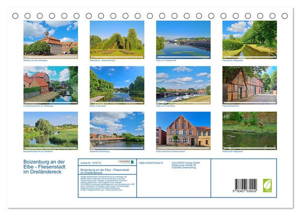 Produktbild: Boizenburg an der Elbe - Fliesenstadt im Dreil&auml;ndereck (Tischkalender 2026 DIN A5 quer), CALVENDO Monatskalender