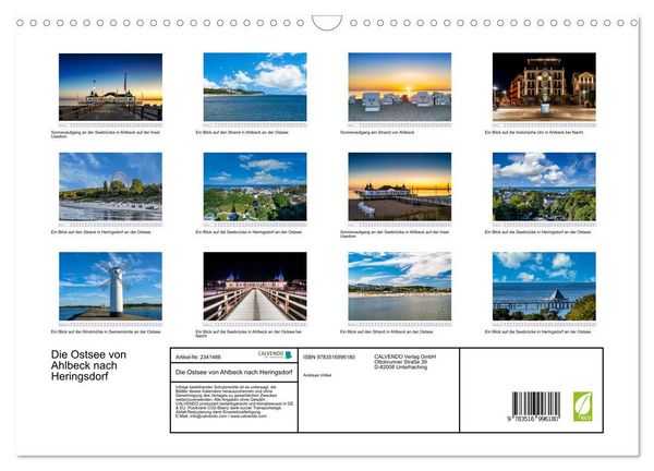 Produktbild: Die Ostsee von Ahlbeck nach Heringsdorf (Wandkalender 2027 DIN A3 quer), CALVENDO Monatskalender