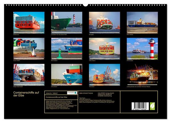 Produktbild: Containerschiffe auf der Elbe (hochwertiger Premium Wandkalender 2026 DIN A2 quer), Kunstdruck in Hochglanz