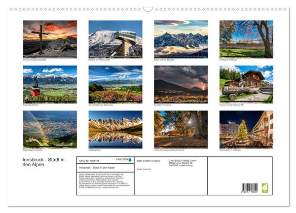 Produktbild: Innsbruck - Stadt in den Alpen (Wandkalender 2026 DIN A2 quer), CALVENDO Monatskalender