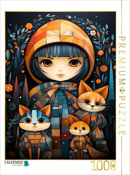Produktbild: CALVENDO Puzzle M&auml;dchen mit Katzen | 1000 Teile Lege-Gr&ouml;&szlig;e 64x48cm Foto-Puzzle f&uuml;r gl&uuml;ckliche Stunden