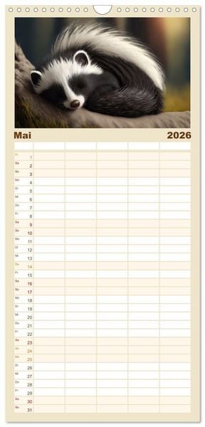 Produktbild: Familienplaner 2026 - Traumhafte Ruhe - Ein Jahr mit s&uuml;&szlig;en Schlafm&uuml;tzen mit 5 Spalten (Wandkalender, 21 x 45 cm) CALVENDO