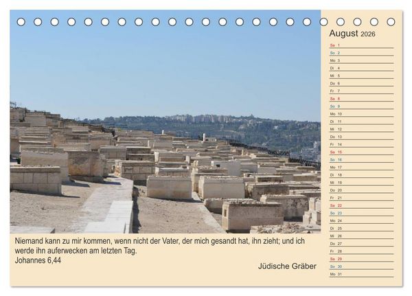 Produktbild: Jerusalem mit Bibelversen / Geburtstagsplaner (Tischkalender 2026 DIN A5 quer), CALVENDO Monatskalender