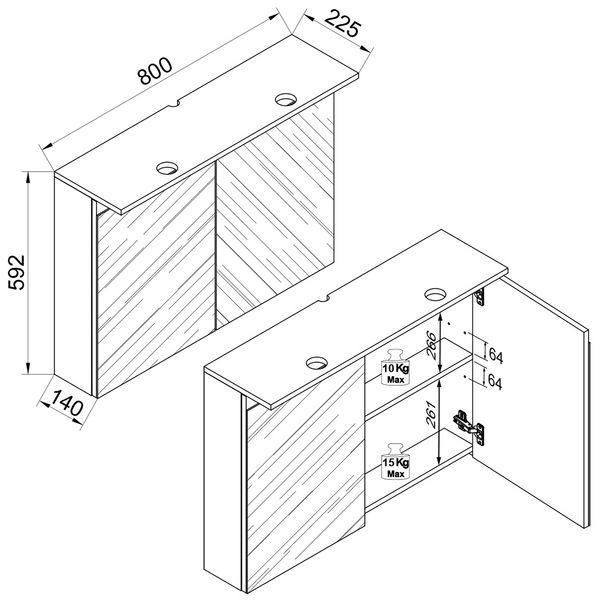 Produktbild: LED Bad Spiegelschrank Steckdose 59x80x23 Cosila