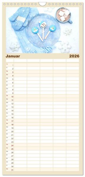 Produktbild: Familienplaner 2026 - Zartes Landhausflair. Erholung und Entspannung f&uuml;r die Seele mit 5 Spalten (Wandkalender, 21 x 45 cm) CALVENDO