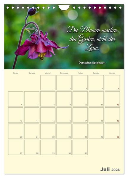 Produktbild: Gartenliebe (Wandkalender 2026 DIN A4 hoch), CALVENDO Monatskalender