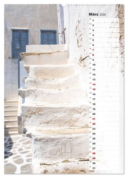 Produktbild: Bunte Treppen auf Mykonos - Reiseplaner (Wandkalender 2026 DIN A2 hoch), CALVENDO Monatskalender
