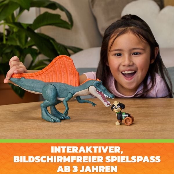 Produktbild: PAW Patrol: Der Dino Film, Rise & Roll Dino Set, Rex-Figur mit Spinosaurus-Dinofigur