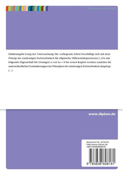 Produktbild: Das Prinzip der eindeutigen Fortsetzbarkeit und Anwendungen auf Symmetriefragen
