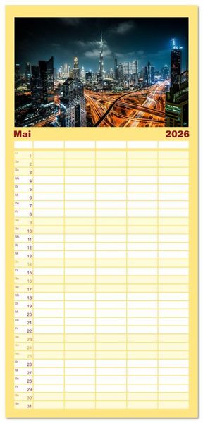 Produktbild: Familienplaner 2026 - Wundervolles Dubai mit 5 Spalten (Wandkalender, 21 x 45 cm) CALVENDO