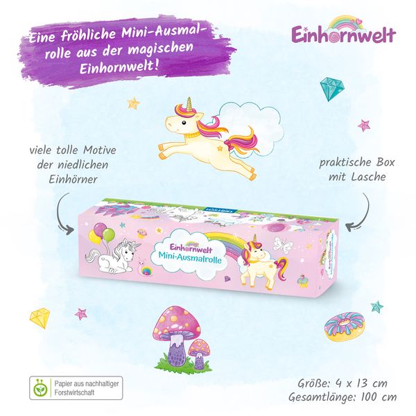 Produktbild: Tr&ouml;tsch Mini-Ausmalrolle Einhornwelt