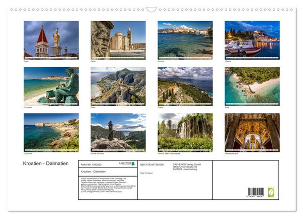 Produktbild: Kroatien - Dalmatien (Wandkalender 2026 DIN A2 quer), CALVENDO Monatskalender