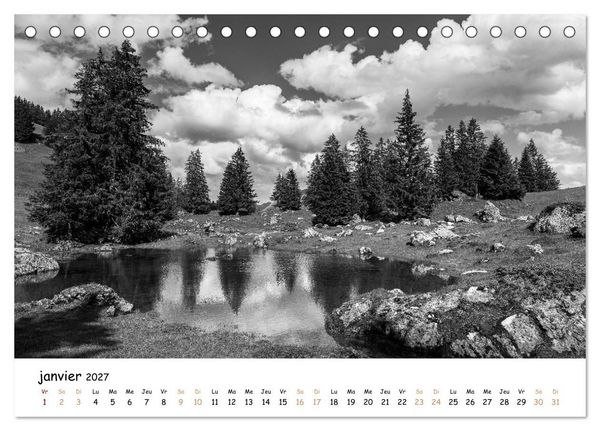 Produktbild: Terres de contraste &ndash; Une ann&eacute;e en monochrome (Calendrier de bureau 2027 DIN A5 vertical), CALVENDO calendrier mensuel