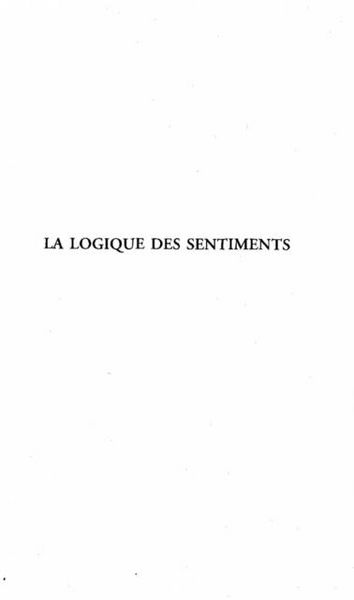 Produktbild: La Logique des Sentiments