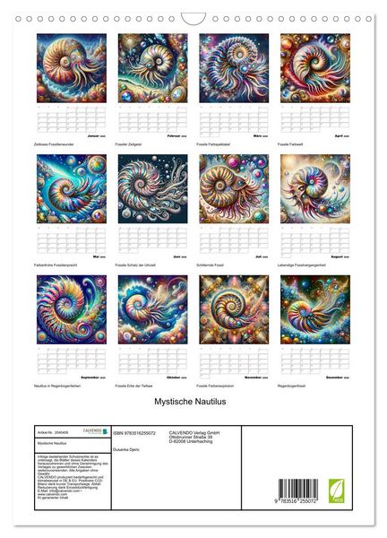 Produktbild: Mystische Nautilus (Wandkalender 2026 DIN A3 hoch), CALVENDO Monatskalender