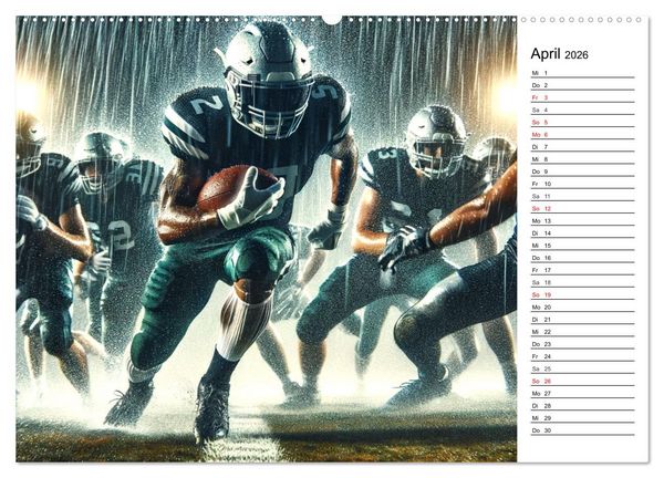 Produktbild: American Football - Durch KI-Technologie zum Leben erweckte Momente (hochwertiger Premium Wandkalender 2026 DIN A2 quer), Kunstdruck in Hochglanz