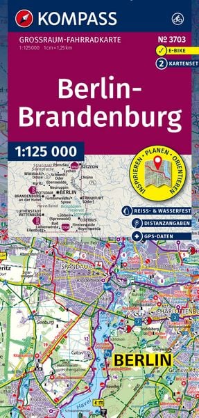 KOMPASS Großraum Fahrradkarte 3703 Berlin-Brandenburg, mit Knotenpunkten 1:125.000, Sonstige von , Kompass-Karten, 978-3-99154-534-7