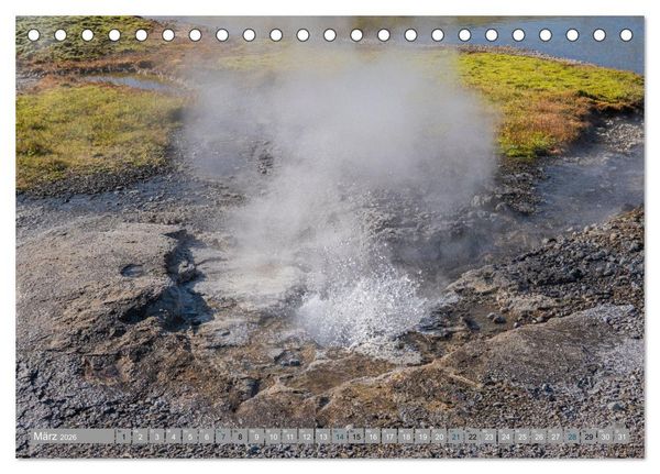 Produktbild: Island - Gletscher, Wasserf&auml;lle, Hei&szlig;e Quellen (Tischkalender 2026 DIN A5 quer), CALVENDO Monatskalender