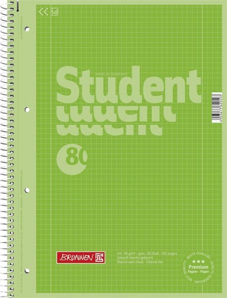 Produktbild: Brunnen Collegeblock Premium Student A4 kariert Lineatur 28 kiwi