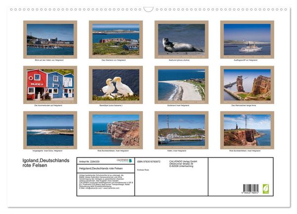Produktbild: Helgoland,Deutschlands rote Felsen (Wandkalender 2027 DIN A2 quer), CALVENDO Monatskalender