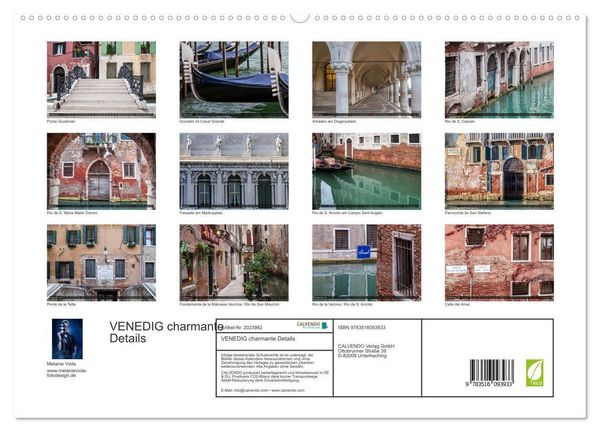 Produktbild: VENEDIG charmante Details (hochwertiger Premium Wandkalender 2026 DIN A2 quer), Kunstdruck in Hochglanz