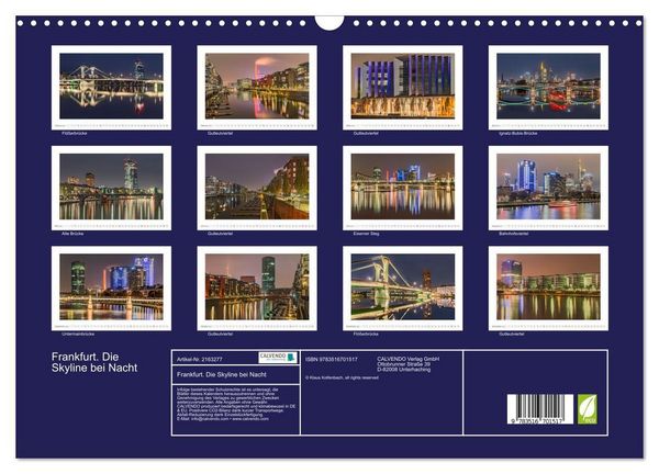 Produktbild: Frankfurt. Die Skyline bei Nacht (Wandkalender 2026 DIN A3 quer), CALVENDO Monatskalender